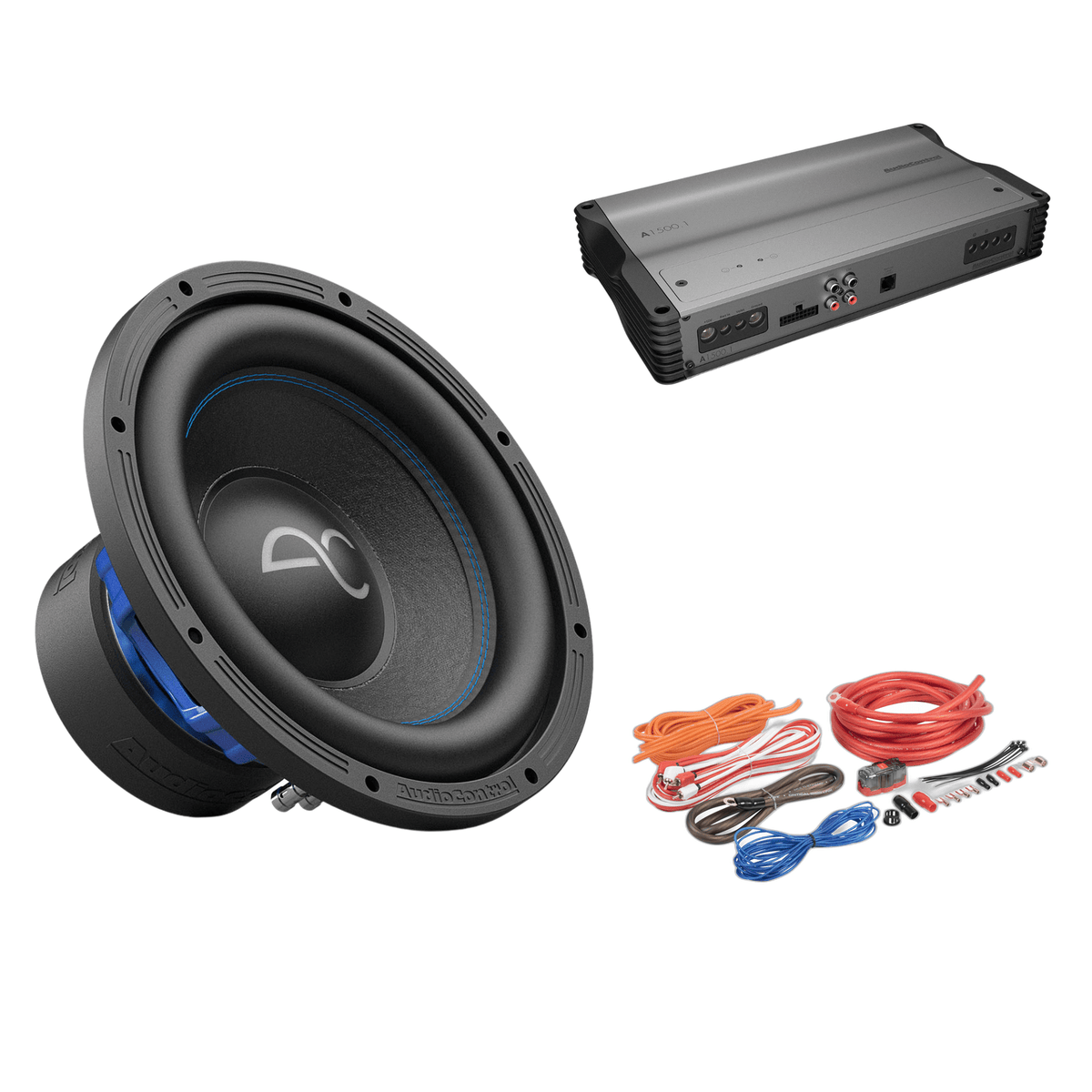 AudioControl Heavy-Duty 1500W Monoblock + Spike 12" Subwoofer + Kabelset (Zonder Kist) - Sweetlake Customs
