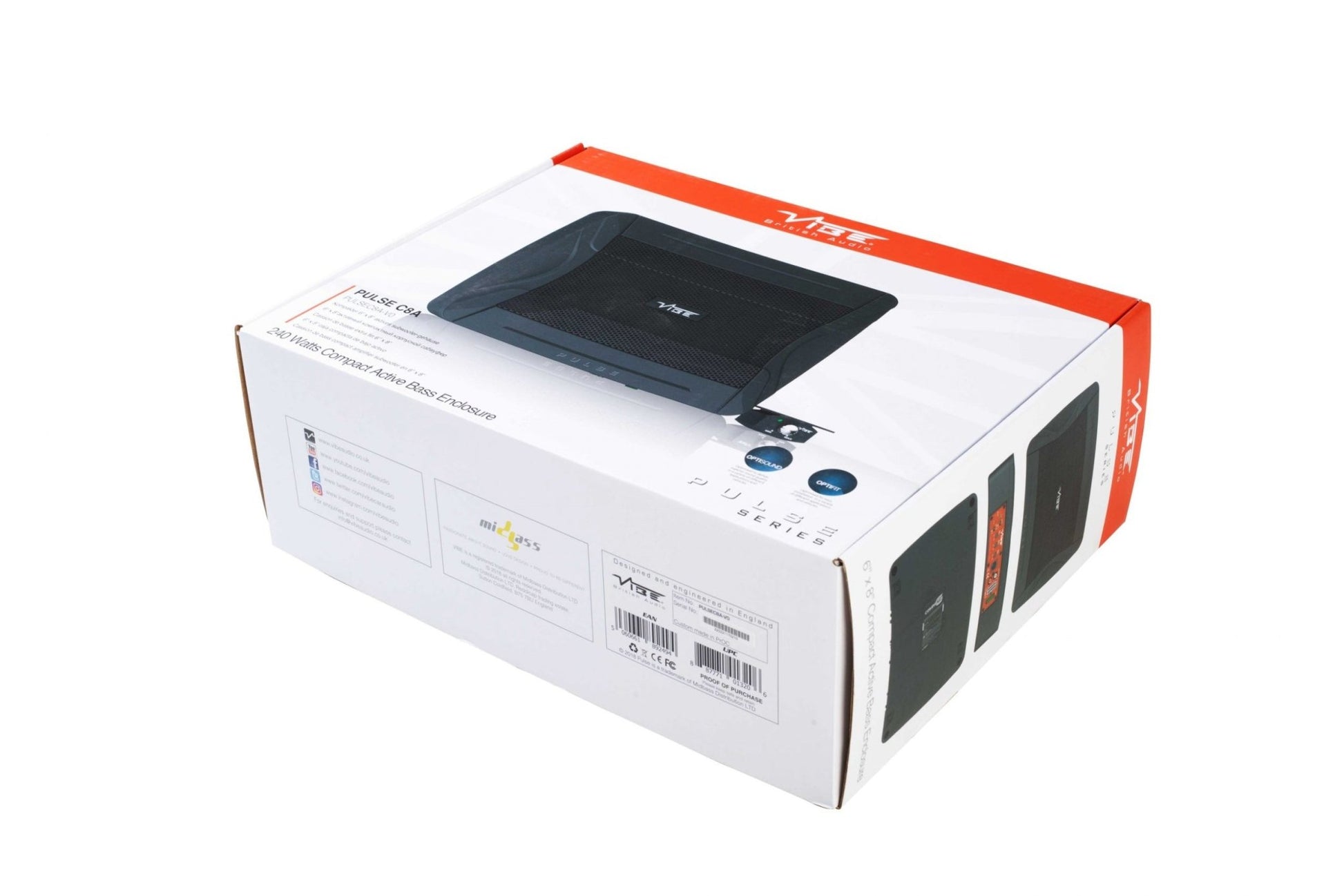 PULSEC8A - V4 | Slimline Underseat Subwoofer | 80 Watt RMS | met Basregelunit &amp; Gratis Kabelset - Sweetlake Customs