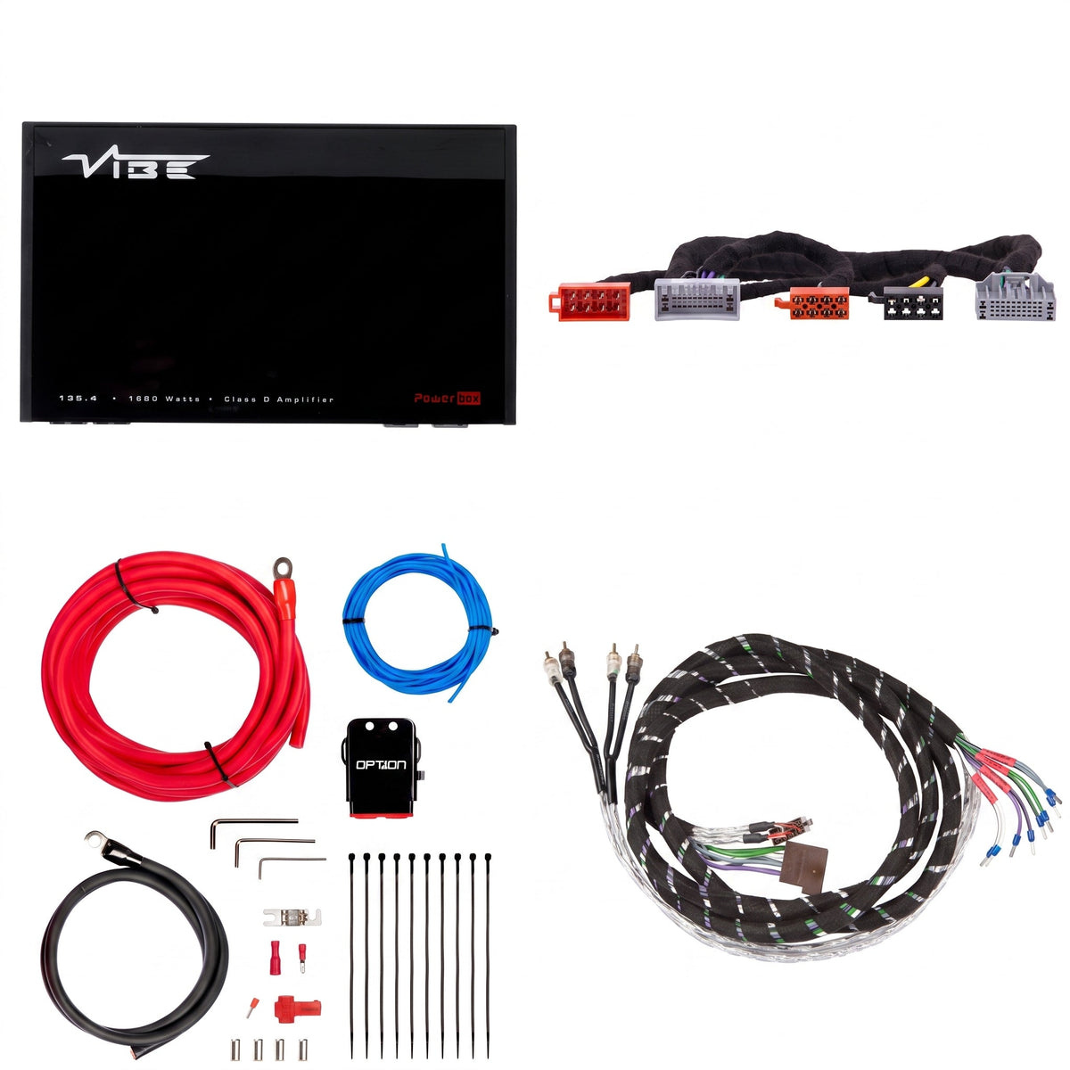 VIBE POWERBOX135.4 + PTAK-092 | Plug & Play Versterkerset | Honda/Suzuki - Sweetlake Customs