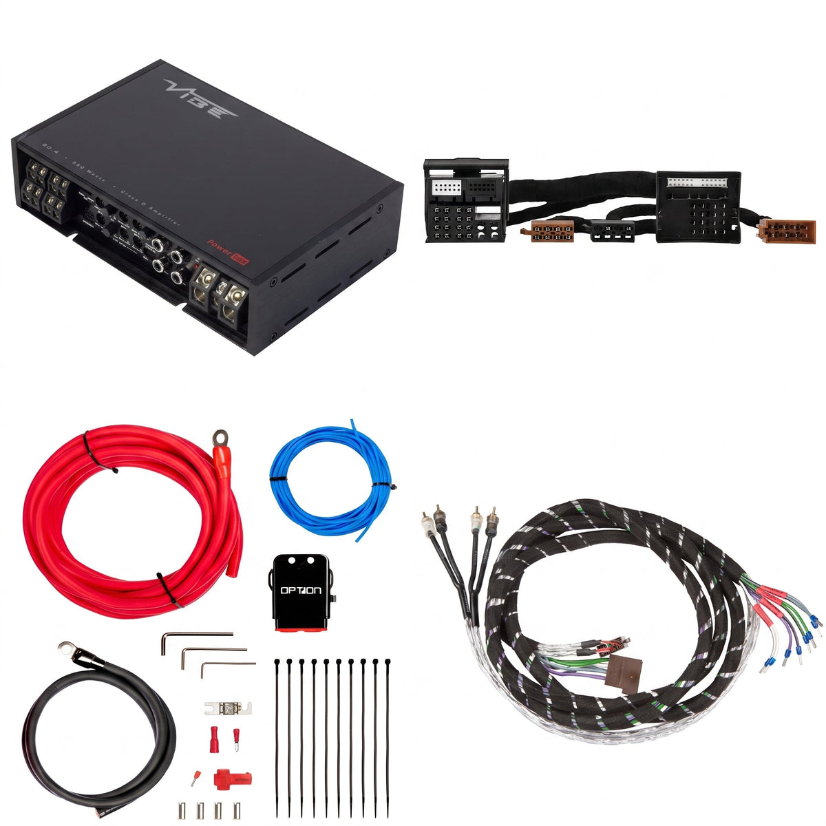VIBE POWERBOX80.4 + PTAK-001 | Plug & Play Versterkerset | Universele Quadlock ISO - Sweetlake Customs