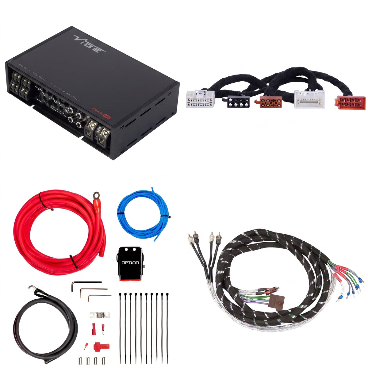 VIBE POWERBOX80.4 + PTAK-052 | Plug & Play Versterkerset | o.a. Mitsubishi zonder Rockford Fosgate - Sweetlake Customs
